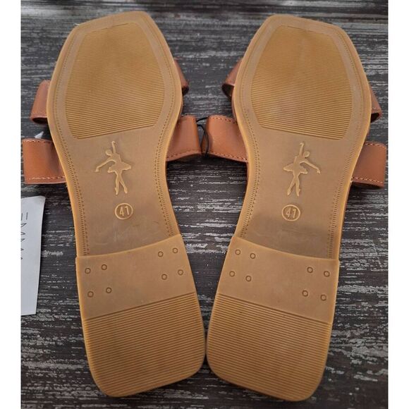 Emma New York‎ Women's Sandals Slip On Pleather Slide Sandals Size 10 Cognac NEW - Picture 4 of 5